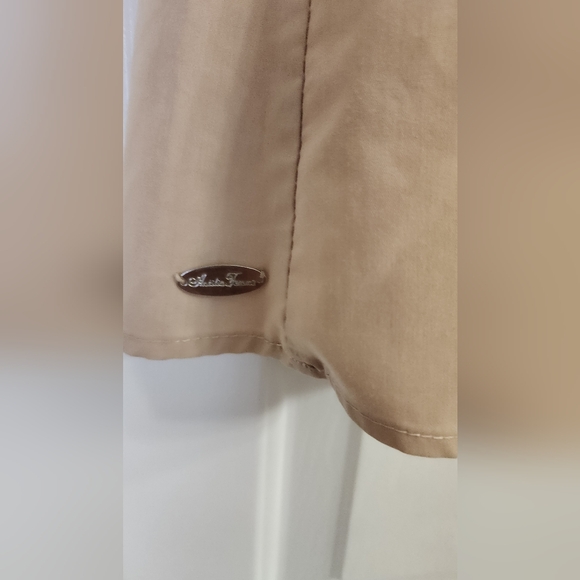 Blouse Cocoa Brown Cotton Blend Ladies Shirt Collared Short Sleeve Button Up Top - Picture 7 of 7